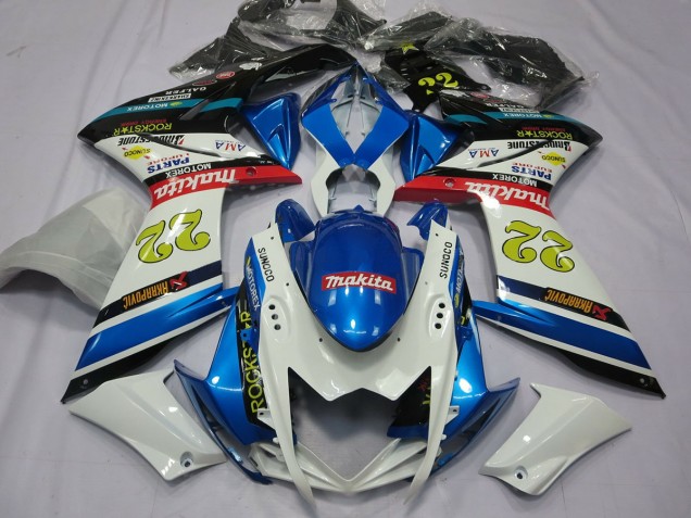 22 Bianco & Blu 07-08 Suzuki GSXR 1000 Carena