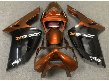Arancio Lucido & Nero 03-04 Kawasaki ZX6R Carena