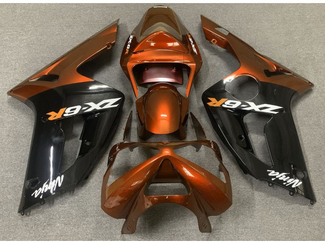 Arancio Lucido & Nero 03-04 Kawasaki ZX6R Carena