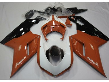 Arancione Lucido & Bianco 07-14 Ducati 848 1098 1198 Carena