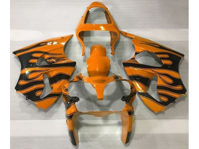 Arancione & Nero Fiamma 00-02 Kawasaki ZX6R Carena