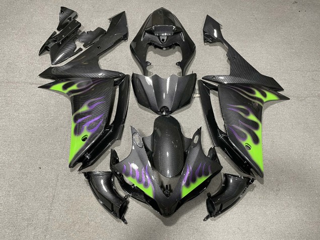 Fibra Di Carbonio Stile Con Fiamme 07-08 Yamaha R1 Carena