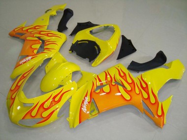 Jaune Orange Flamme 06-07 Kawasaki ZX10R Carena