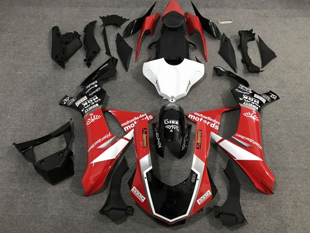 Lucido Stile Personalizzato Rosso Nero & Bianco 15-19 Yamaha R1 Carena