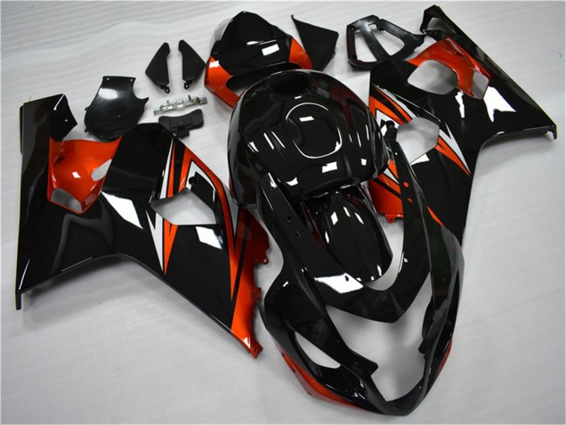 Migliori Carena Moto Suzuki GSXR 600/750 2004-2005 - Nero Lucido Rosso Banda