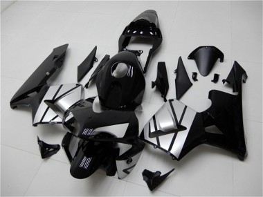 Migliori Carena Moto Honda CBR600RR 2003-2004 - Argento Nero Lucido Banda
