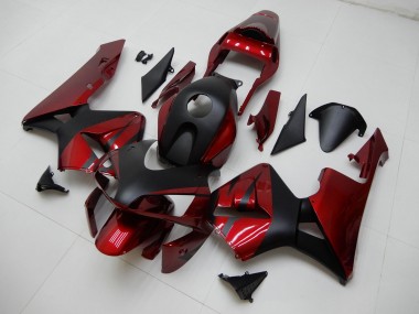 Migliori Carena Moto Honda CBR600RR 2003-2004 - Rosso Nero Opaco Banda