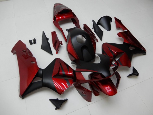 Migliori Carena Moto Honda CBR600RR 2003-2004 - Rosso Nero Opaco Banda