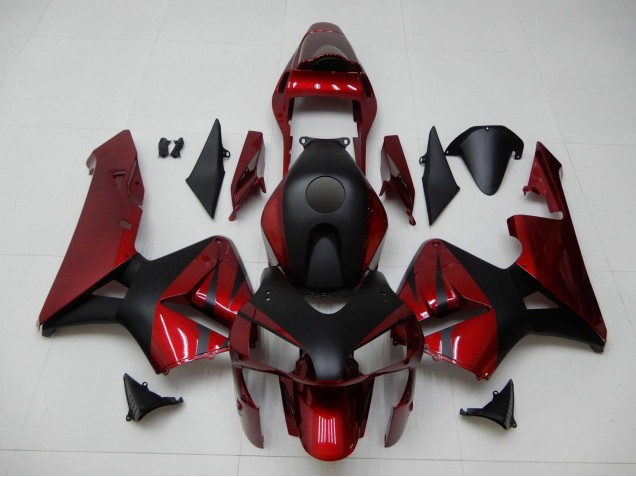 Migliori Carena Moto Honda CBR600RR 2003-2004 - Rosso Nero Opaco Banda