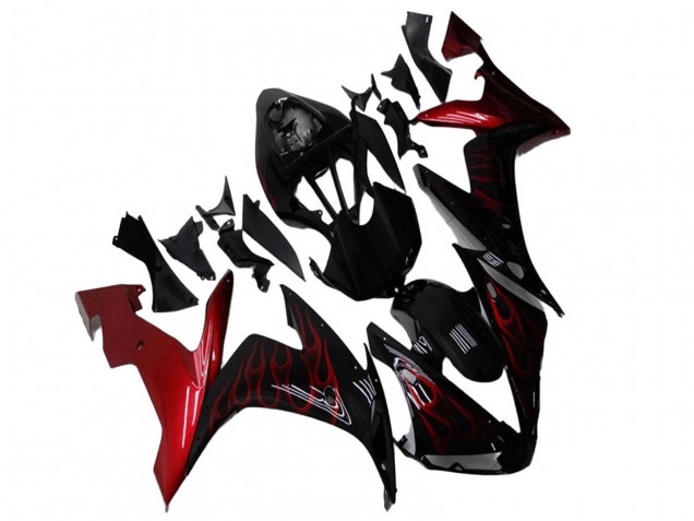 Migliori Carena Moto Yamaha YZF R1 2004-2006 - Nero Lucido Rosso Fiamma