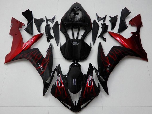 Migliori Carena Moto Yamaha YZF R1 2004-2006 - Nero Lucido Rosso Fiamma