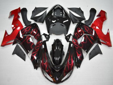 Migliori Carena Moto Kawasaki ZX10R 2006-2007 - Nero Lucido Rosso Fiamma