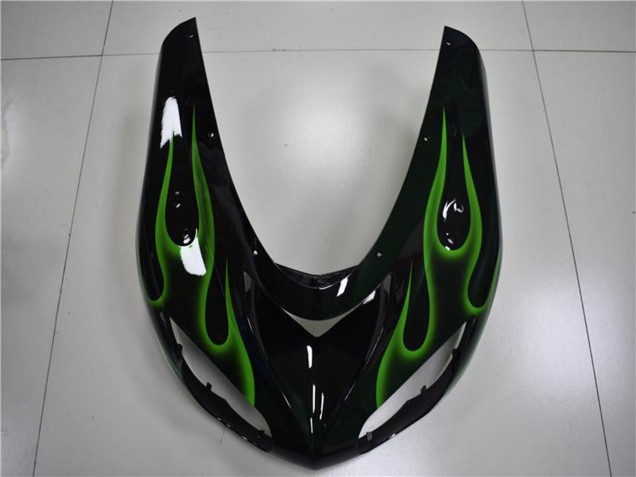 Migliori Carena Moto Kawasaki ZX10R 2006-2007 - Nero Lucido Verde Fiamma