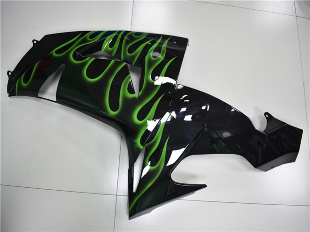 Migliori Carena Moto Kawasaki ZX10R 2006-2007 - Nero Lucido Verde Fiamma
