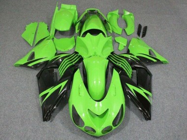 Migliori Carena Moto Kawasaki ZX14R ZZR1400 2006-2011 - Verde Nero Lucido