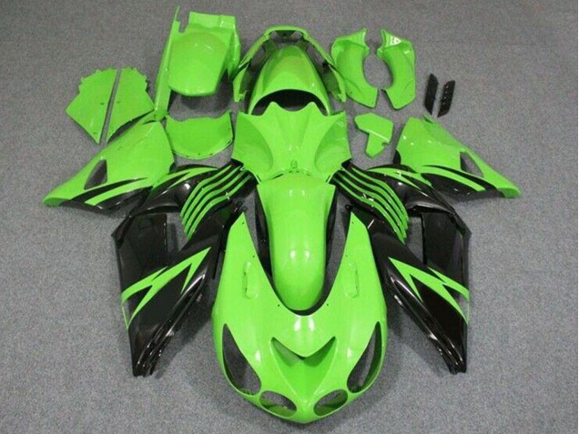 Migliori Carena Moto Kawasaki ZX14R ZZR1400 2006-2011 - Verde Nero Lucido