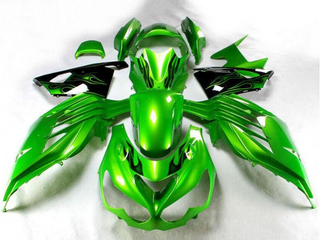 Migliori Carena Moto Kawasaki ZX14R ZZR1400 2012-2024 - Verde Nero Lucido