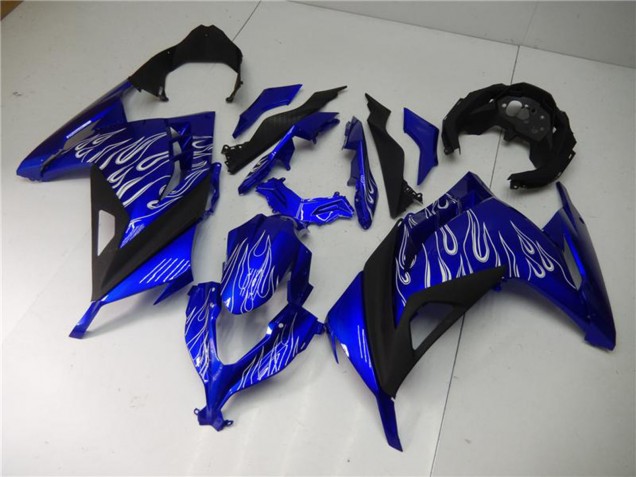 Migliori Carene Moto Kawasaki Ninja 300 EX300R 2013-2017 - Blu Nero Bianco Fiamma