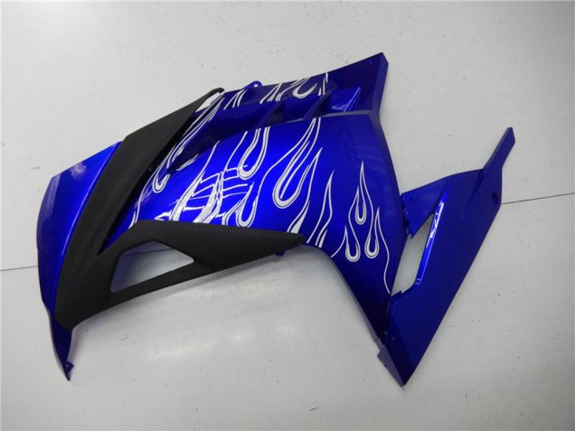 Migliori Carene Moto Kawasaki Ninja 300 EX300R 2013-2017 - Blu Nero Bianco Fiamma