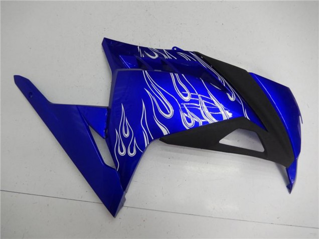Migliori Carene Moto Kawasaki Ninja 300 EX300R 2013-2017 - Blu Nero Bianco Fiamma
