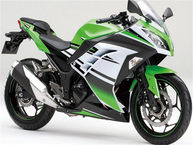 Migliori Carene Moto Kawasaki Ninja 300 EX300R 2013-2017 - Verde Bianco Nero Banda