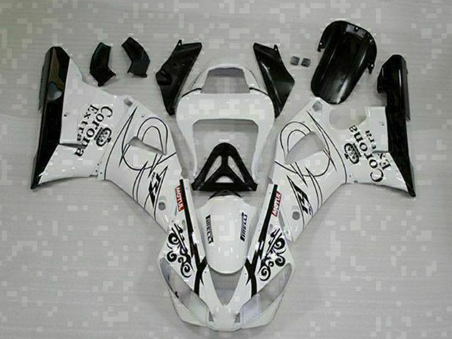 Migliori Carena Moto Yamaha YZF R1 2000-2001 - Bianco Nero Corona Extra
