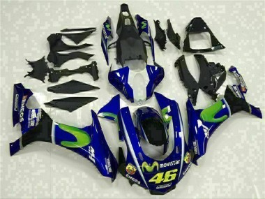 Migliori Carena Moto Yamaha YZF R1 2015-2019 - Blu Argento Nero Verde MoviStar