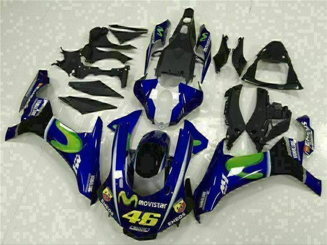 Migliori Carena Moto Yamaha YZF R1 2015-2019 - Blu Argento Nero Verde MoviStar