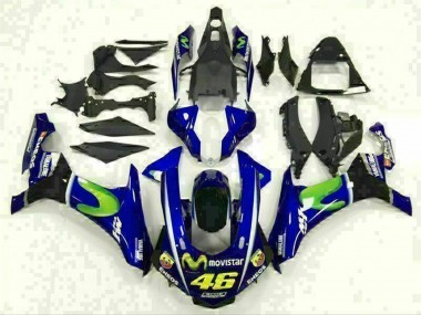 Migliori Carena Moto Yamaha YZF R1 2015-2019 - Blu Argento Nero Verde MoviStar