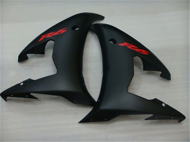 Migliori Carena Moto Yamaha YZF R6 2003-2004 - Nero Lucido Nero Opaco Rosso Decals