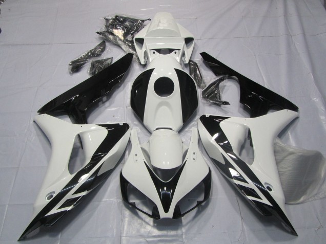 Migliori Carene Moto Honda CBR1000RR 2006-2007 - Bianco Nero Lucido OEM Stile No Decals