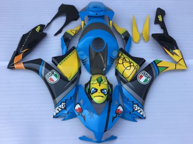 Migliori Carene Moto Honda CBR1000RR 2012-2016 - Blu Giallo Nero Lucido Squalo Teeth