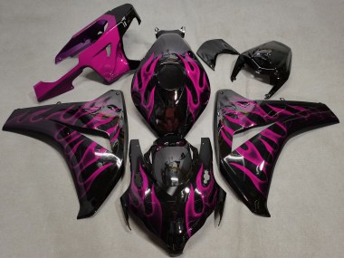 Migliori Carene Moto Honda CBR1000RR 2008-2011 - Nero Lucido Rosa Fiamma