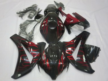 Migliori Carene Moto Honda CBR1000RR 2008-2011 - Nero Lucido Rosso Fiamma