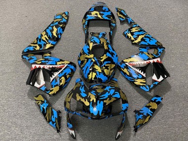 Migliori Carene Moto Honda CBR600RR 2003-2004 - Blu Oro Camouflage Squalo