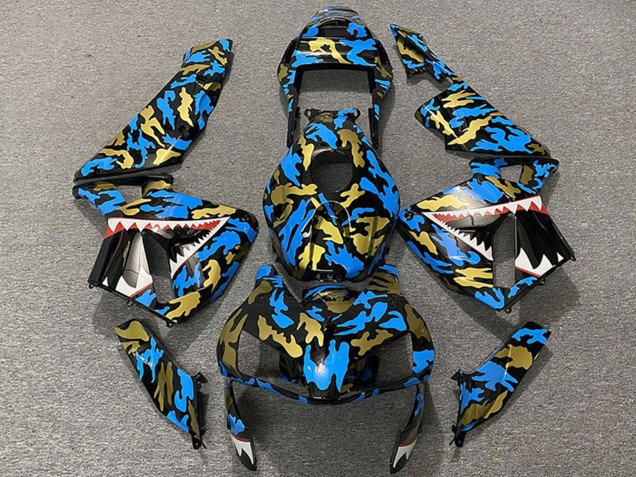 Migliori Carene Moto Honda CBR600RR 2003-2004 - Blu Oro Camouflage Squalo