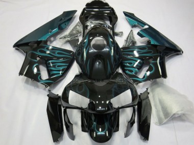 Migliori Carene Moto Honda CBR600RR 2003-2004 - Nero Lucido Verde Fiamma