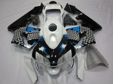 Migliori Carene Moto Honda CBR600RR 2003-2004 - Bianco Blu Nero Lucido Splatter