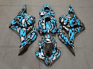 Migliori Carene Moto Honda CBR600RR 2009-2012 - Blu Argento Camouflage