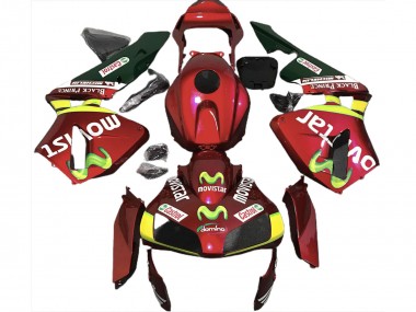 Migliori Carene Moto Honda CBR600RR 2003-2004 - Rosso Giallo Verde MoviStar
