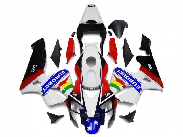 Migliori Carena Moto Honda CBR600RR 2003-2004 - Bianco Rosso Blu Nero Lucido EuroBet