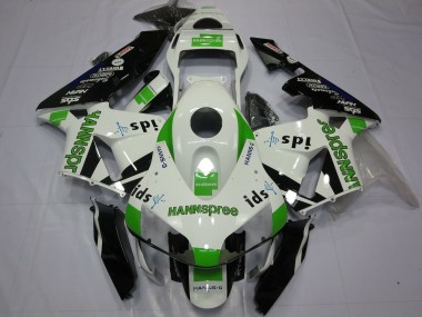 Migliori Carene Moto Honda CBR600RR 2003-2004 - Bianco Verde Nero Lucido Hannspree