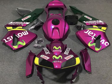 Migliori Carene Moto Honda CBR600RR 2003-2004 - Rosa Giallo Verde MoviStar
