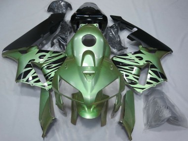 Migliori Carene Moto Honda CBR600RR 2005-2006 - Verde Chiaro Nero Fiamma