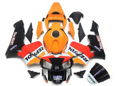Migliori Carene Moto Honda CBR600RR 2003-2004 - Arancia Bianco Rosso Nero Lucido One Heart Repsol
