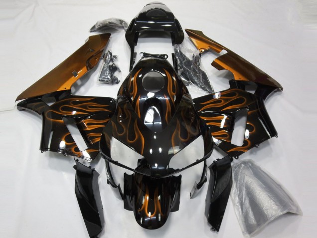 Migliori Carene Moto Honda CBR600RR 2003-2004 - Nero Lucido Arancia Fiamma