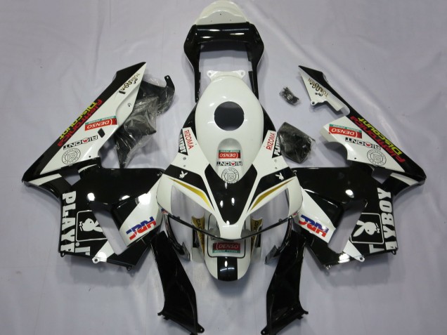 Migliori Carene Moto Honda CBR600RR 2003-2004 - Bianco Giallo Nero Lucido HRC Playboy