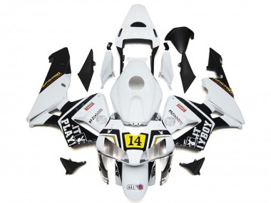 Migliori Carene Moto Honda CBR600RR 2003-2004 - Bianco Giallo Nero Lucido Playboy 14