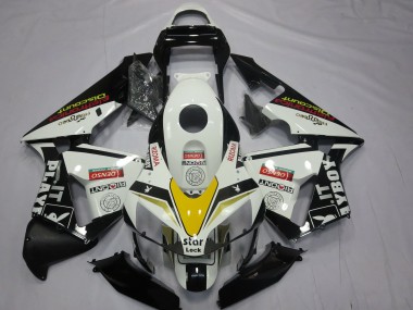 Migliori Carene Moto Honda CBR600RR 2003-2004 - Bianco Giallo Nero Lucido Playboy Stile