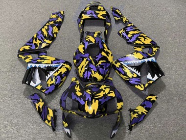 Migliori Carene Moto Honda CBR600RR 2003-2004 - Viola Giallo Camouflage Squalo